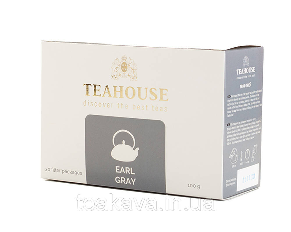Чай Teahouse Граф Грей (ароматизований чорний чай у пакетиках), 100 г (20 шт.*5г) (4820209840551), фото 1