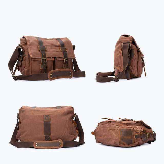 Фото сумка чоловіча Augur месенджер через плече тканинна коричнева