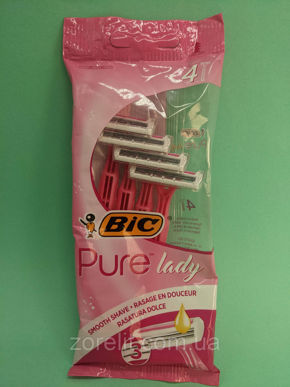 Станок для бриття BIC 3 pure lady рожевий (4шт)