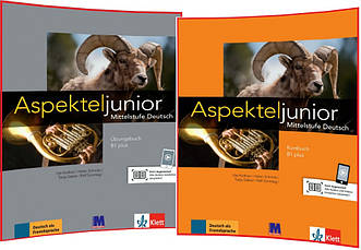 Аspekte junior B1+. Kursbuch+Übungsbuch. Комплект книг Підручник+Зошит німецької мови. Klett