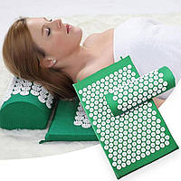 Коврик Acupressure mat ортопедический массажный с подушкой Зеленый 198730