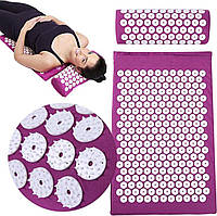 Коврик ортопедический массажный Acupressure mat с подушкой Фиолетовый 193757