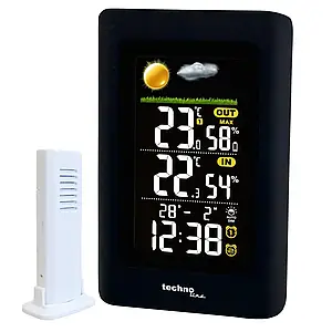 Домашня настільна метеостанція з бездротовим датчиком Technoline WS6447 (Black)