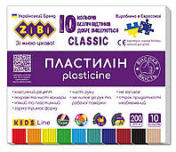 Пластилин CLASSIC 10 цветов, 200г, KIDS Line, ZB.6232