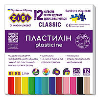Пластилін CLASSIC 12 кольорів, 240г, KIDS Line, ZB.6233