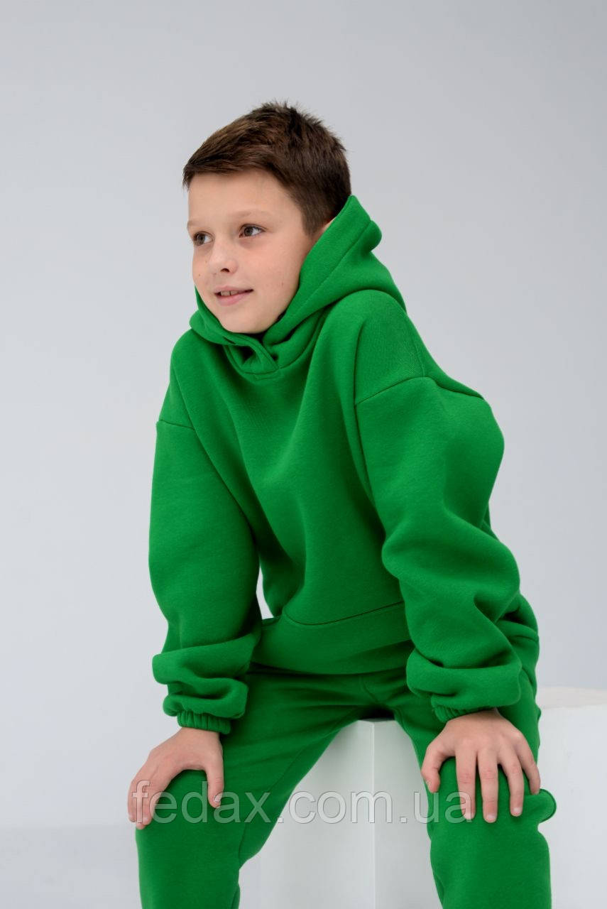 Детский теплый костюм на флисе, зелёный. Унисекс (девочки/мальчики) - фото 4 - id-p1713318496