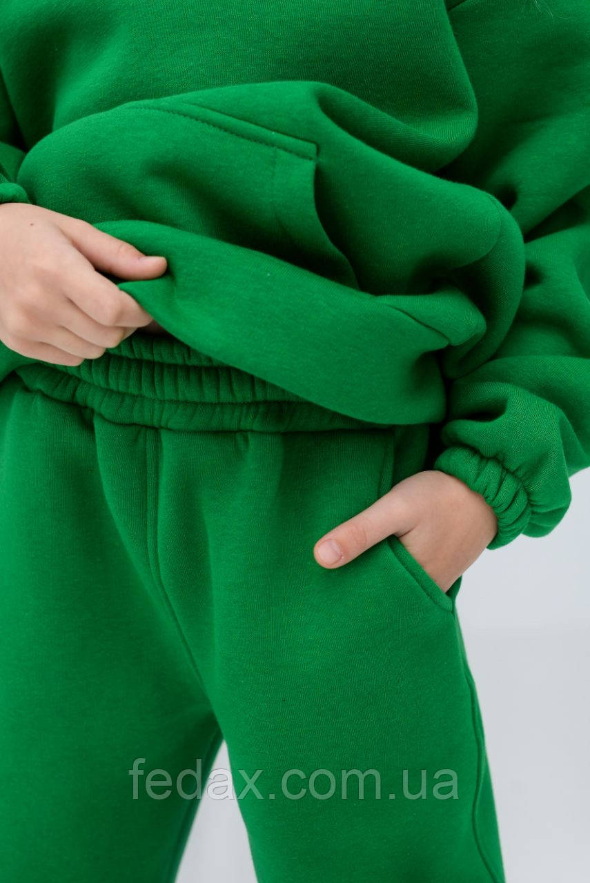 Детский теплый костюм на флисе, зелёный. Унисекс (девочки/мальчики) - фото 9 - id-p1713318496