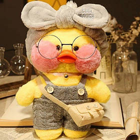 М'яка іграшка качка Лалафанфан LaLafanfan Дак зі знімним одягом та окулярами качка лалафанфан у комбінезоні