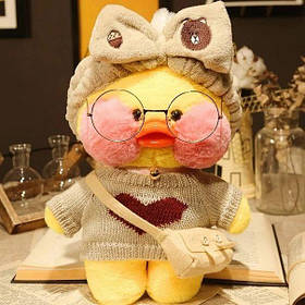 Іграшка качка Лалафанфан з тик струм Плюшева качка Cafe mimi 30 см качечка Lalafanfan светр із серцем