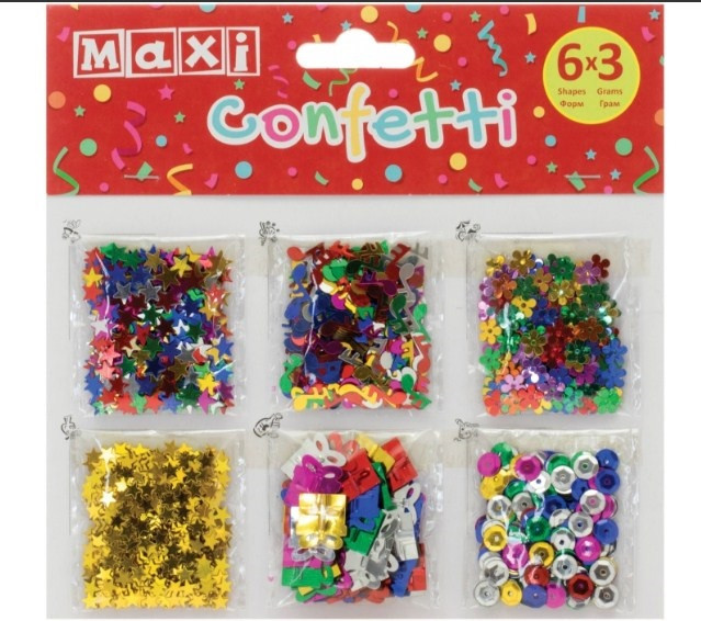 Набір для декорування "Maxi" Конфеті: асорті 3г, 6 видів №MX61613-03(48)