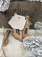 Домик с крышей-открывашкой для пожеланий, подвеска новогодняя из дерева, h 9 см