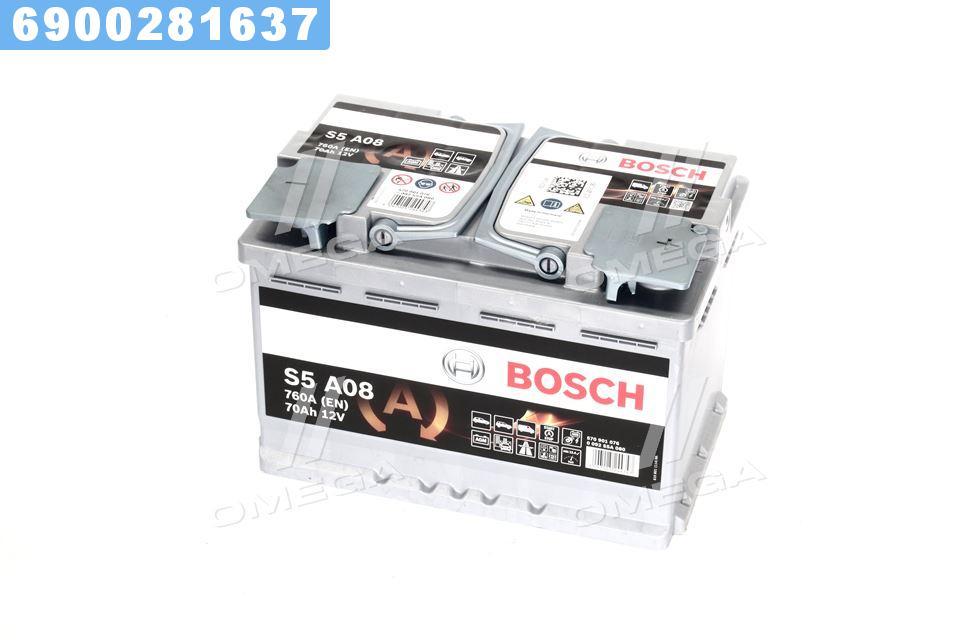 Аккумулятор 70Ah-12v BOSCH AGM (S5A08) (278х175х190), R, EN 760 ...