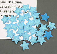 Патч , аппликация звёздочка с глиттером , 3.5 см , голубой