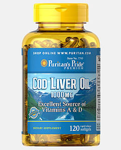 Олія печінки тріски Puritan's Pride Cod Liver Oil 1000 мг 120 капс