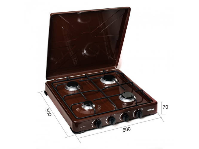 Газовая настольная плита 4-х конфорочная Nurgaz NG-3001 Коричневая ...