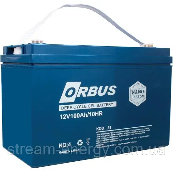 Акумулятор для ДБЖ 100ач ORBUS CG12100 GEL 12V - для квартири, будинку, котла, насоса, безперебійника, світла