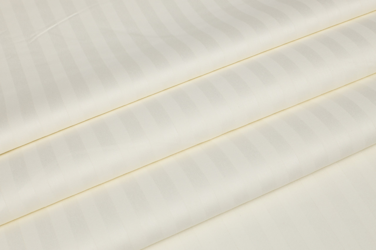 Готельний СТРАЙП-сатин (1 см) Молочний 100% бавовна, фото 1