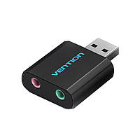 Звуковая карта Vention USB с разъемом для наушников и микрофона корпус из алюминиевого сплава VAB-S17-B