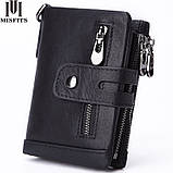 Чоловічий гаманець із натуральної шкіри. Шкіряний гаманець чоловічий портмоне зі шкіри Чорний, фото 2