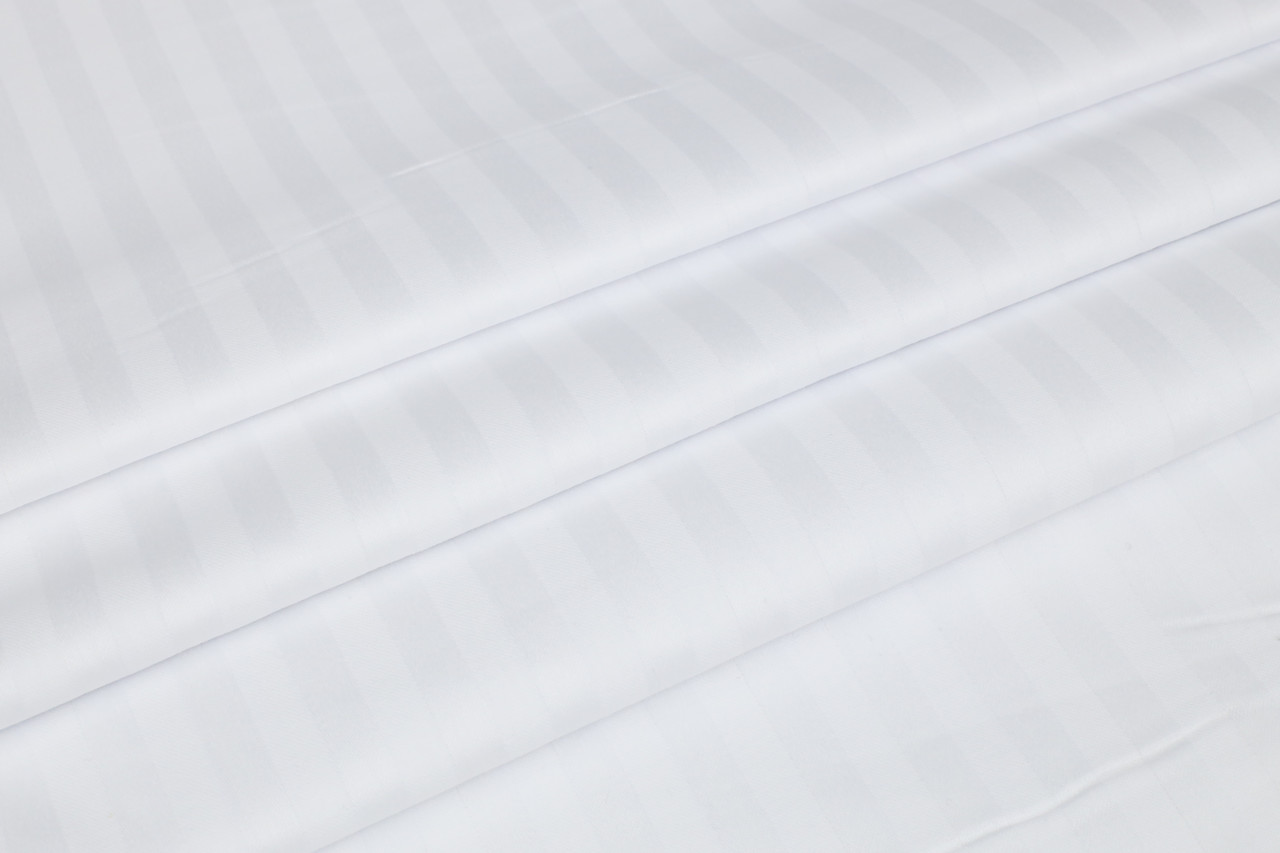 Готельний СТРАЙП-сатин (1 см) Білий 100% бавовна (залишок 1.60+1 мп), фото 1