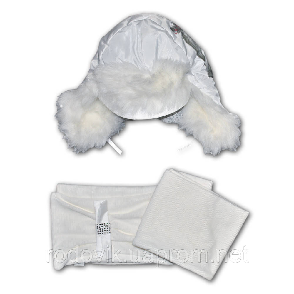 Шапка зимова для дівчинки + шарфик, комплект зимовий, розмір 52