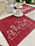 Серветка на стіл Новорічна лен з вишивкою 32x37 см.Limaso, фото 3
