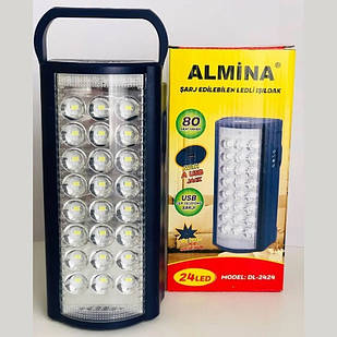 Ліхтар кемпінговий переносний аварійний освітлення з функцією Power bank Almina DL-2424 24 LED, акумуляторна