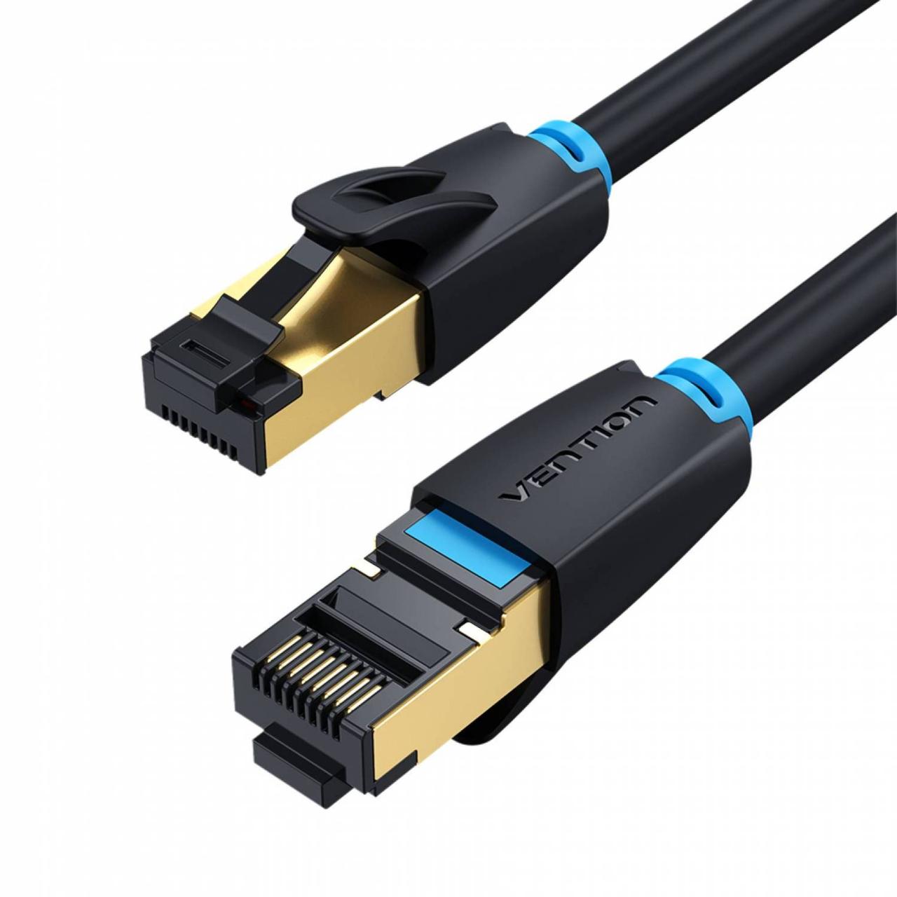Інтернет-кабель Vention CAT8 40 Гбіт/с 2000 МГц SSTP RJ45 1,5 м Чорний IKABG
