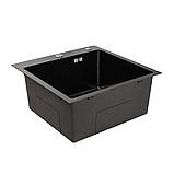 Кухонна мийка Platinum Handmade 5050 PVD HSBB квадратний сифон 3.0/1.0, фото 3