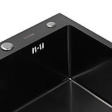 Кухонна мийка Platinum Handmade 5050 PVD HSBB квадратний сифон 3.0/1.0, фото 4