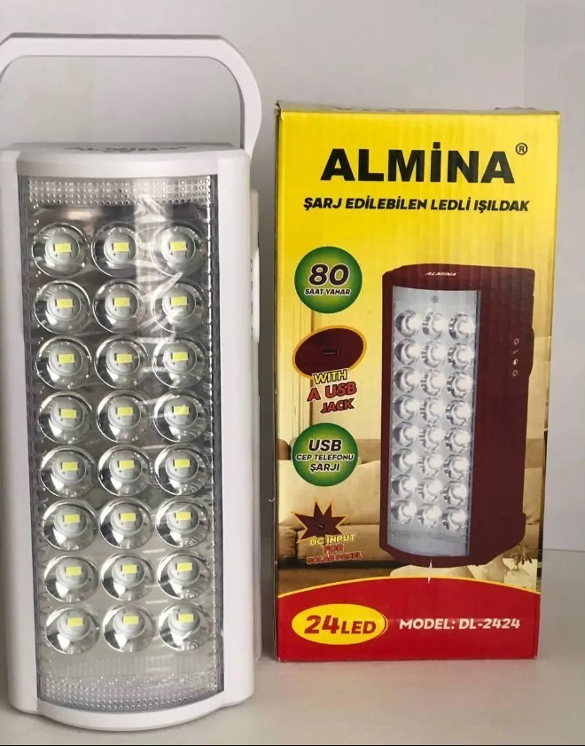 Ліхтар кемпінговий переносний аварійний освітлення з функцією Power bank Almina DL-2424 24 LED, акумуляторна
