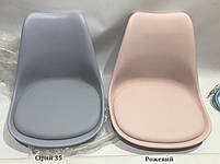 Стілець Milan CH-Base сірий 35 пластик із м'якою подушкою, хромована опора-блин, скандинавський стиль, фото 3