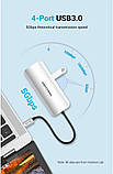 USB-хаб Vention 5 в 1 Type C на 4хUSB 3.0 (5Gbps) та Micro-USB для додаткового живлення Сірий TNAHB, фото 6