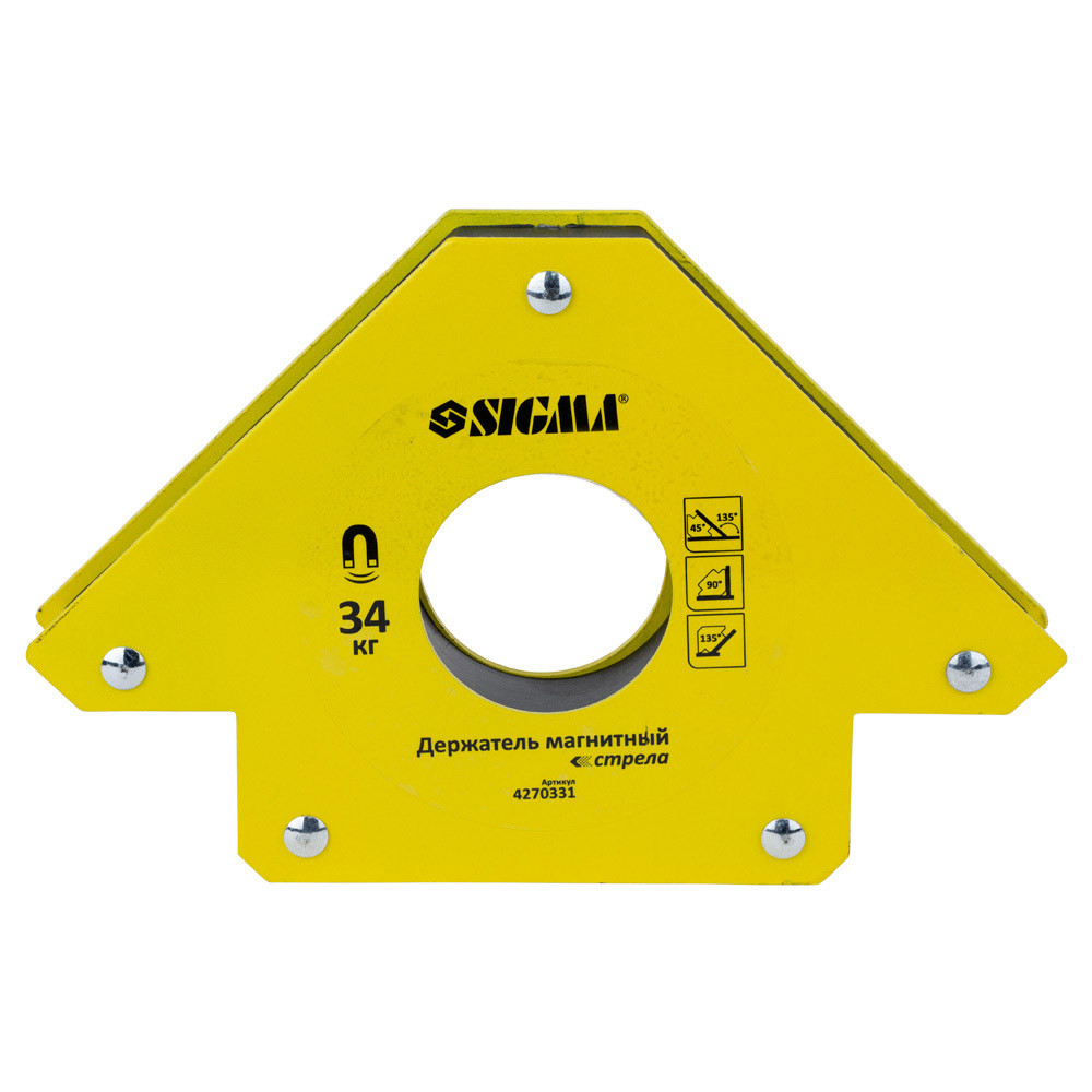 Магніт для зварювання стріла 34 кг 110×110 мм (45, 90, 135°) SIGMA (4270331)