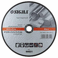 Круг відрізний для металу та неіржавкої сталі Ø230×2.0×22.2 мм, 6650об/хв SIGMA (1940311)