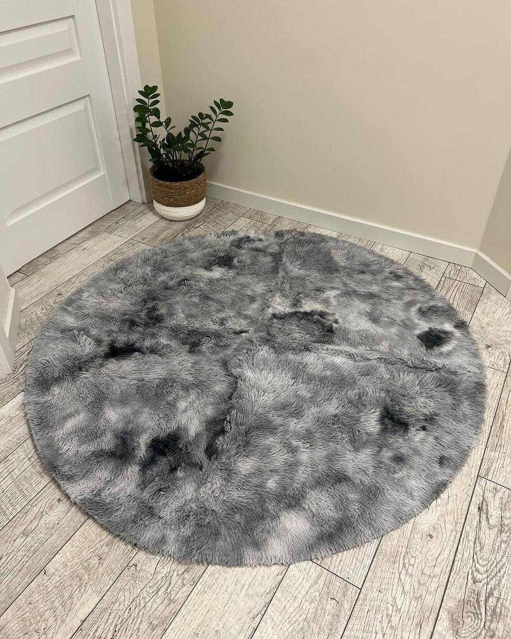 Килим круглий хутряний з довгим ворсом діаметр 150 см