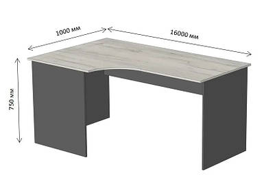 Офісні меблі в офіс для офісу меблі в кабінет керівника Діловий офісні столи шафи тумби Стіл кутовий письмовий (1600х1000х750)