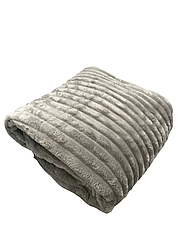 Євро плед (Фліс) | Плед покривало "Полоска" | 230х200 см  Світло-сірий