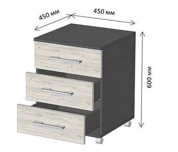 Кабінет "Діловий" Lion Тумба з ящиками на колесах (450х450х600)