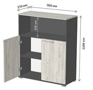 Офісні меблі в офіс для офісу меблі в кабінет керівника Діловий офісні столи шафи тумби Тумба з 2-ма дверима (900х370х1120)