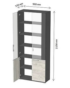 Офісні меблі в офіс для офісу меблі в кабінет керівника Діловий офісні столи шафи тумби Шафа для документів зі склом (900х370х2150)