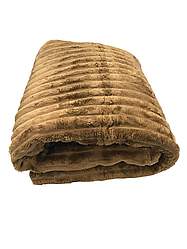 Євро плед (Фліс) | Плед покривало "Полоска" | 230х200 см  Пісочний