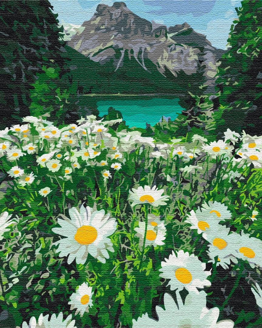 Картини за номерами 40×50. Ромашки біля підніжжя гір Brushme, фото 1