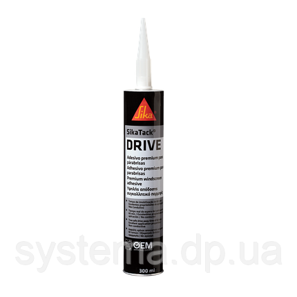SikaTack®-Drive (60 хвилин з подушками) - поліуретановий клей для заміни автомобільних стекол чорний, 300 мл, фото 1