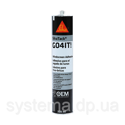 SikaTack®Go4it! (4 години з подушками) - поліуретановий клей для заміни автомобільних стекол чорний, 300 мл, фото 1