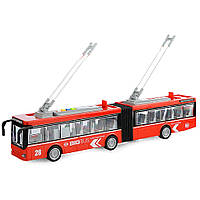 Детская игровая модель Троллейбус "АВТОПРОМ" 7951AB Инерционная игрушечная машинка, масштаб 1:16. Красный