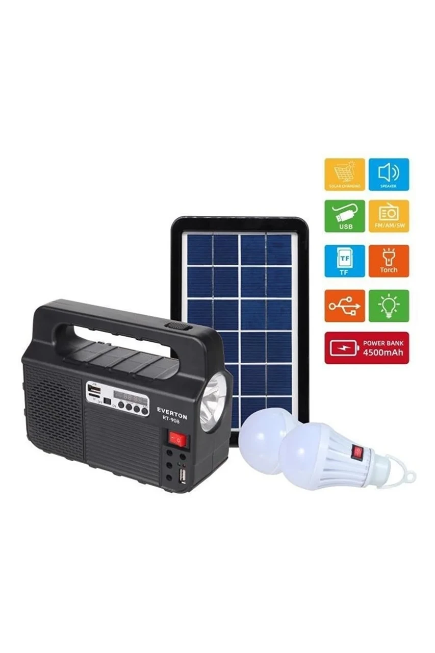 Портативна сонячна автономна система Solar Light RT-908BT панель похідний ліхтар радіо повербанк акумулятор