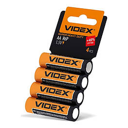 Батарейка сольова Videx R6P/AA 4шт shrink card