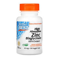 Цинк бісліцинат, Doctor's Best Zinc Bisglycinate 50 mg 90 капсул