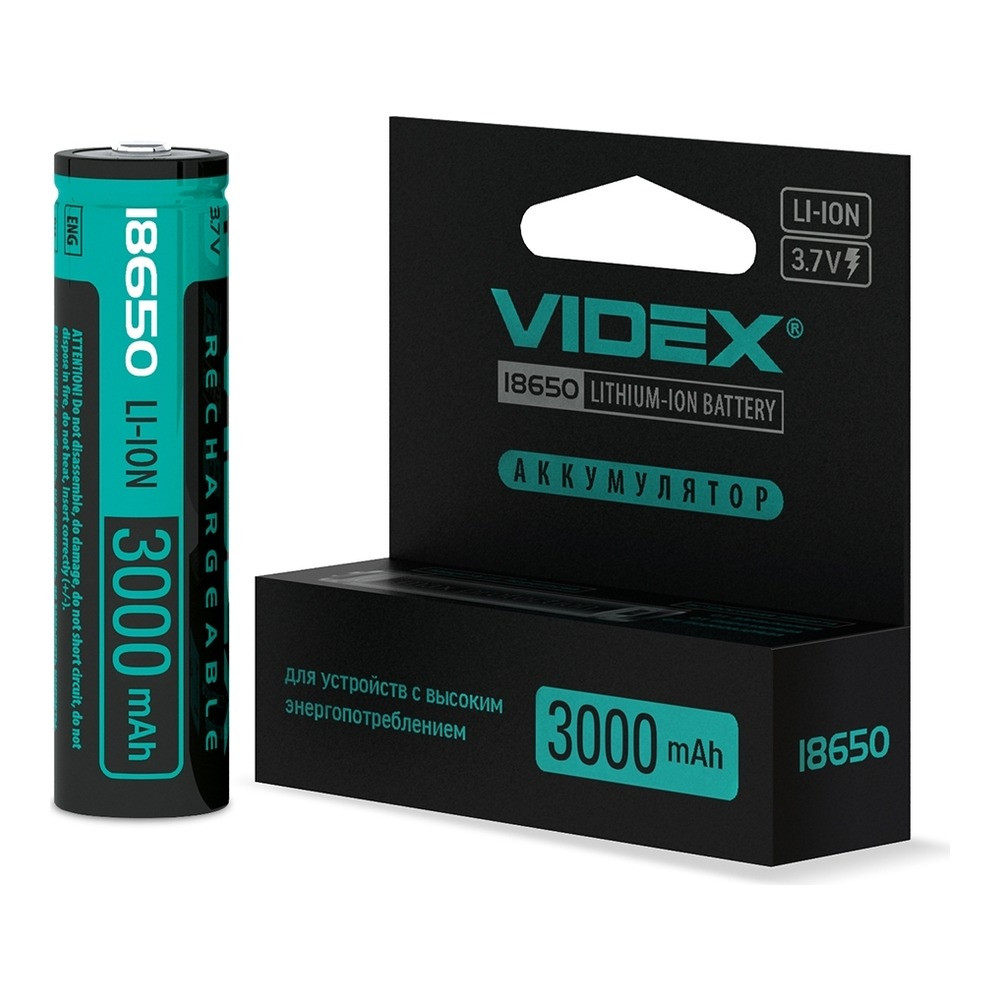Акумулятор Videx літій-іонний 18650-P (захист) 3000mAh color box/1шт, фото 1